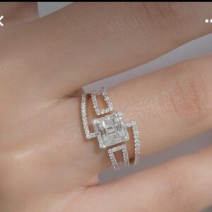Geometric Emerald Cut Diamond Ring